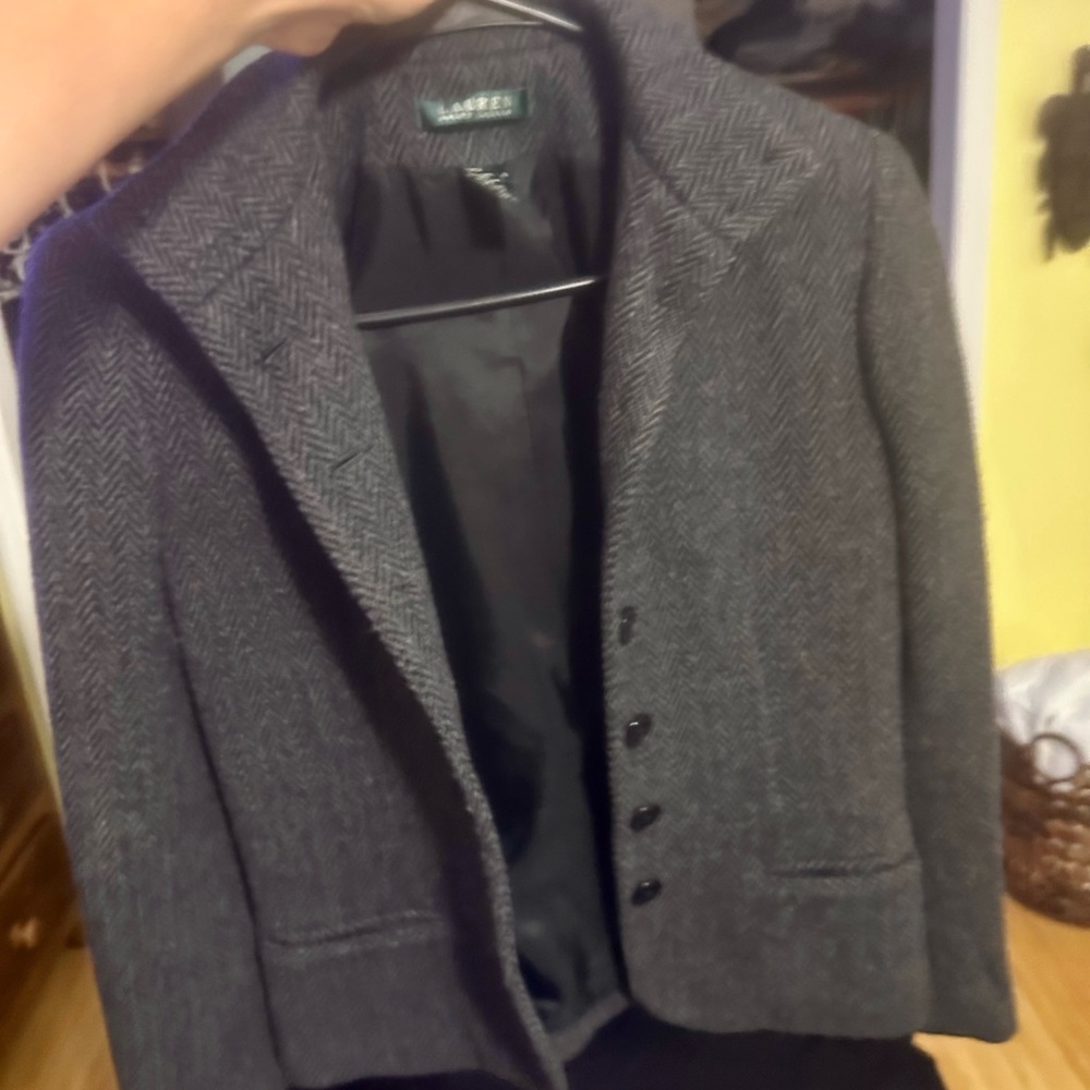 Ralph Lauren Charcoal Herringbone Blazer - Picture 2 of 6